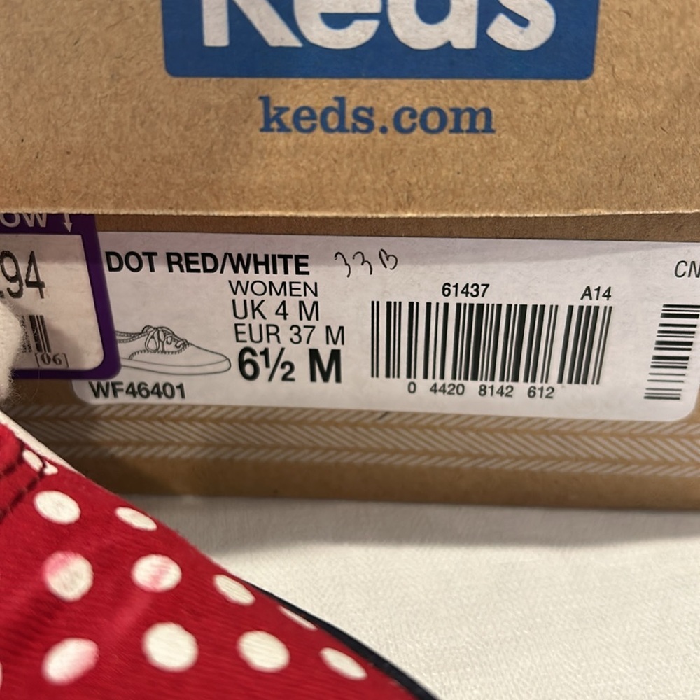Keds Red and White Polka Dot Shoes Size 6.5 M Excellent Condition - Picture 2 of 9